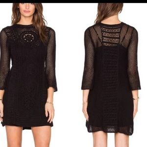 Free People Crochet Knit Mini Dress